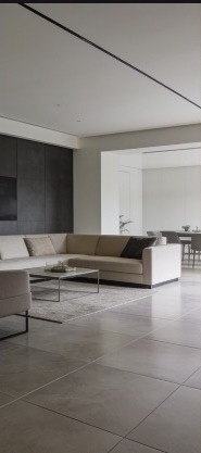 Carrelage grand format posé dans un séjour