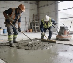 Réalisation d'une chape sur un chantier